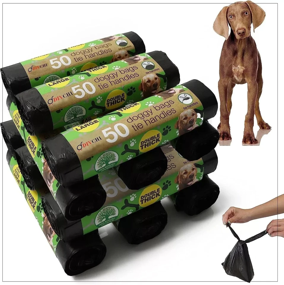 SHOPFORPOUND Dogs Poo Bag With Tie Handles (12 X 50) 600 Bags Doggy Waste Pickup Bag