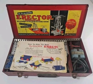 Vintage Erector Set No 6 1/2 A.C Gilbert With Metal Box , Motor And Instructions - Picture 1 of 16