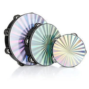 3 Pack Radiant Tambourine 6 inch 8 inch 10 inch Hand Held Wood Tambourine Met... - Picture 1 of 6