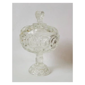 L.E. Smith Moon and Stars Pedestal Compote Candy Dish Amethyst Rare Color - Picture 1 of 6
