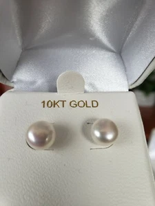 10k Gold Perlen Ohrringe ( Pfosten ) 8mm - Bild 1 von 2