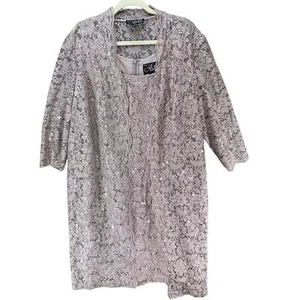 Alex Evenings 2 Pc Dress & Jacket 20W Dusty Rose Sequin Special Occasion Wedding - Picture 1 of 15