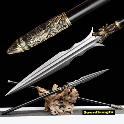 Quality ZhaoYun Overlord Sword Hunting Battle Spear Sharp Spearhead Brass Dragon - Image 1 of 4