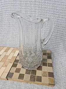 BEAUTIFUL VTG ORNATE CUT GLASS CRYSTAL VASE JUG PITCHER JAR 10 6/8” Tall - Picture 1 of 8