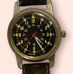 Herren Militär schwarzes Zifferblatt Armbanduhr mit Lederband - Japan Uhrwerk - Bild 1 von 7