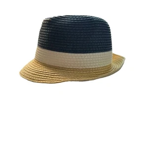 Scala Pronto Braid Paper Hat Fedora Sun Blue White Tan OSFM  NWOT - Picture 1 of 6