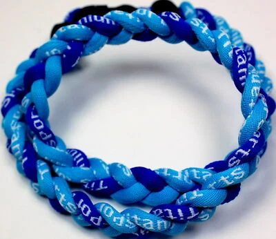 NOT JUST AN EMPTY BOX ATHLETIC GEAR Royal Light Blue 3 Rope Twist Titanium Sport Necklace Tornado Baseball Softball