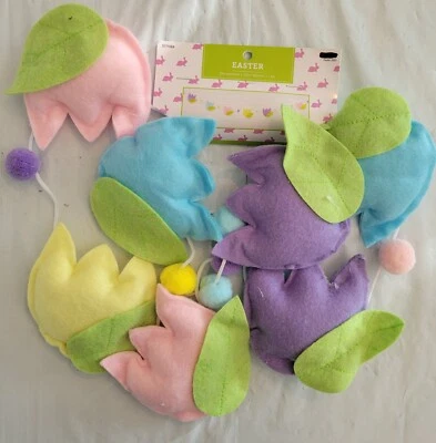 Guirnalda de Pascua Hobby Lobby 72" decoración de flores de tulipán varios colores pastel nueva con etiquetas Foto 1 de 4