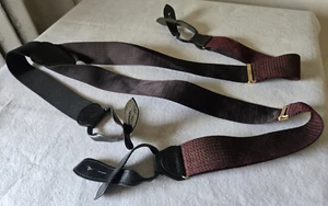 Two Suspenders Black & Multicolored Metal Button-Hole Elastic Adjustable - Picture 1 of 14