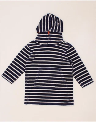BODEN Girls Hooded Fleece Jumper 4-5 Years Navy Blue Striped Cotton BT07 - Image 1 of 3
