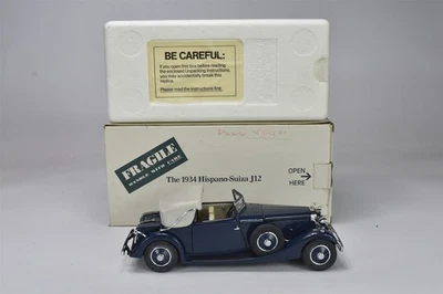 DANBURY MINT 1934 HISPANO-SUIZA CABRIOLET BLUE COT PAPERS ORIGINAL BOX #08208 - Image 1 of 4