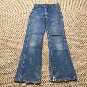 Vintage 60s 70s Maverick Blue Jeans Youth 14 Teen 23x27 Denim Flared USA Made - Picture 1 of 11