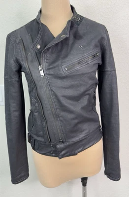 Chaqueta de motociclista Polo Ralph Lauren aspecto de cuero encerado negra XS S Foto 1 de 4