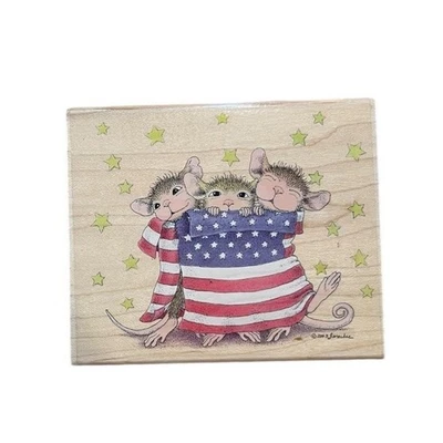 Sello de ratón de casa envoltura patriótica Amanda Maxwell Mudpie 4 de julio bandera HMKR1005 Foto 1 de 4