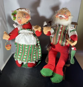 Vintage Annalee Mobilitee Santa Rocking & Mrs Claus Weihnachten Puppen 18 Zoll - Bild 1 von 16