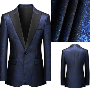 Paisley Men Blazers Coats Dress Suits Peak Lapel Single Breasted Jacket Jacquard - Picture 1 of 24