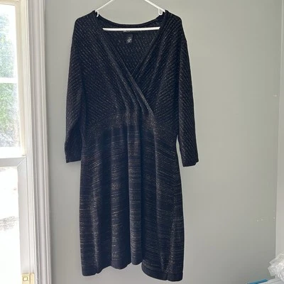 Lane Bryant свитер платье женщин черный металлик длинным рукавом новый размер 18/20 - Изображение 1 из 4