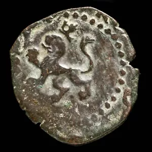 2 Cuartos Philips II, Valladolid Mint (Inedit, I front leon) - 20 mm / 3,82 gr. - Foto 1 di 3
