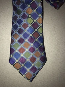 New J. MCLAUGHLIN Mens MULTICOLORED Squares 100% Silk Tie Italy ● GORGEOUS ● - Picture 1 of 5