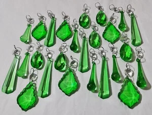 24 Emerald Green Chandelier Crystals Light Prisms Beads Christmas Wedding Decor - Picture 1 of 11