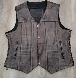 M Boss Motorcycle Apparel Womens Leather Distressed Brown 6 Pocket Vest 3XL - Bild 1 von 7