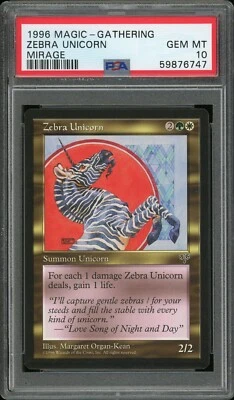 1996 Magic the Gathering MTG Mirage Zebra Unicorn PSA 10 Pop 1 - Image 1 of 2