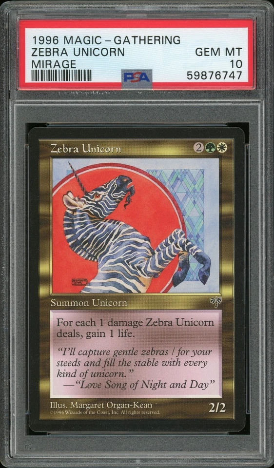 1996 Magic the Gathering MTG Mirage Zebra Unicorn PSA 10 Pop 1 - Image 1 of 2