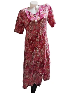 Vintage 1970s M Floral Button Up A Line House Dress - Picture 1 of 5
