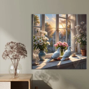 Pigeon Couple at Sunrise Limited Edition High Quality Home Decor Australian Made - Picture 1 of 3