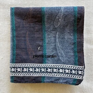 Handkerchief Vintage Blue Fabric Woven Vertical Striped Paisley Pocket Square 18 - Picture 1 of 3