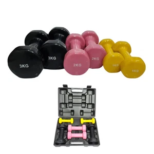 Vinyl Dumbbell Set Ladies Aerobic Home Training Weight 12KG Set 1kg 2kg 3kg MND. - Picture 1 of 9