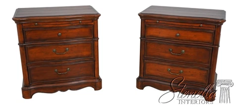 61027EC: Pair HOOKER Continental Style 3 Drawer Nightstands Cover