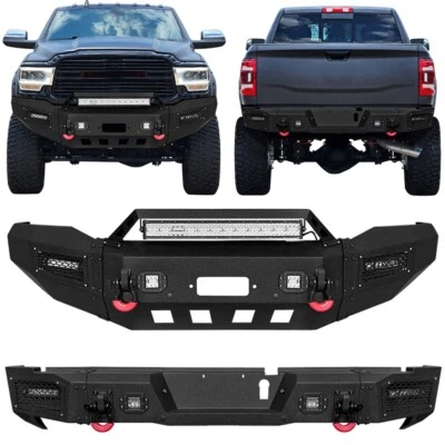 Vijay For 2019-2024 Dodge RAM 2500/3500 Front/Rear Bumper W/LED Lights+D-Rings Foto 1 de 4