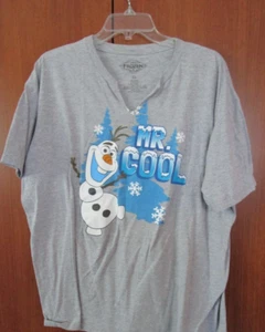 Disney Frozen Olaf Cool Tee T-shirt V Neck Sz XL Cotton Poly Chest 50 Length 27 - Picture 1 of 6