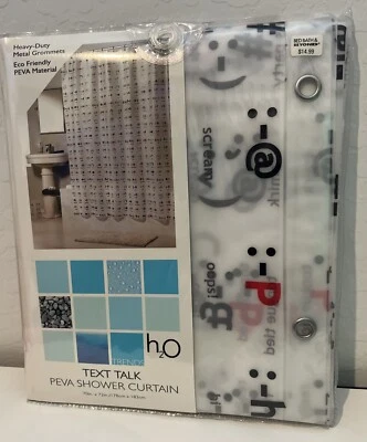 H2O Trends PEVA TEXT TALK EMOTICON 淋浴帘乙烯基 70X 72 英寸床浴盆 — 第 1/4 张图片