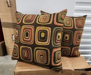 Set of 2 Designer Decor Pillows Down Alternative Stuffed Modern Design Covers - Picture 1 of 5