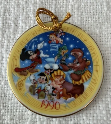 Disney Christmas 1990 Sixth Edition Porcelain Ornament Mickey Pinocchio Fantasia - Image 1 of 2
