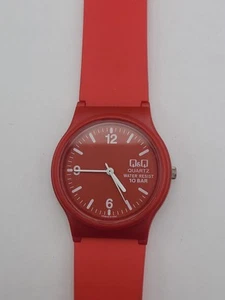 Vintage Q&Q Analog Quartz Watch All Red Resin New Battery Working - Picture 1 of 14