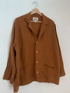 Flachs by Jeanne Engelhart 100% Leinen Blazer Gr.M warm braun Übergang Lagenlook - Bild 1 von 8