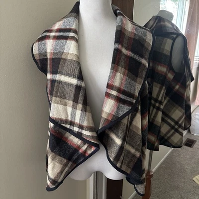 Chaleco polar Altar’d State franela a cuadros sin mangas frente abierto talla pequeña S Foto 1 de 4
