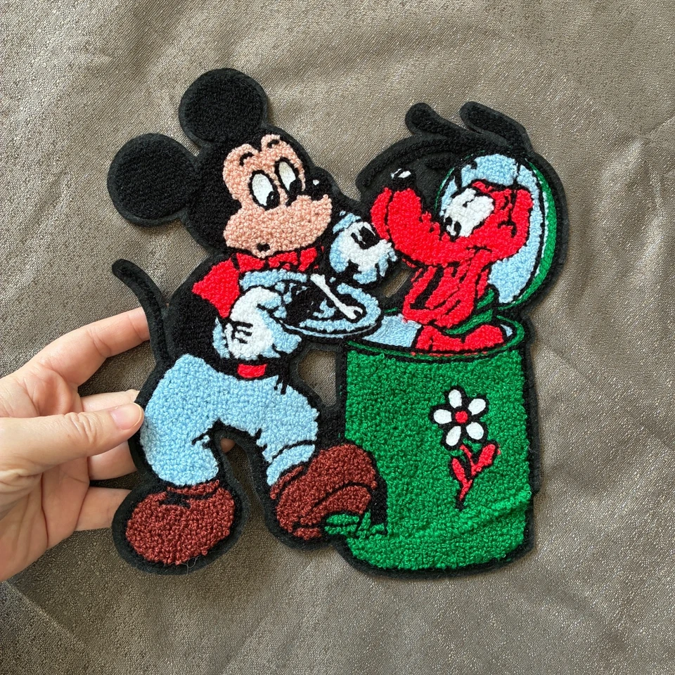 Large Disney Chenille Sew-On Patch of Mickey Mouse and Goofy 8.5"W 9.5"H - Image 1 of 3