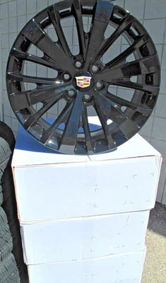 22" NEW CADILLAC ESCALADE FACTORY STYLE GLOSS BLACK SET OF 4 WHEELS RIMS 5945 - Image 1 of 4