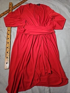 Lauren Ralph Lauren Kleid Damen Gr. 18 Rot VNeck Asymmetrisch Rüschen Black Label - Bild 1 von 13