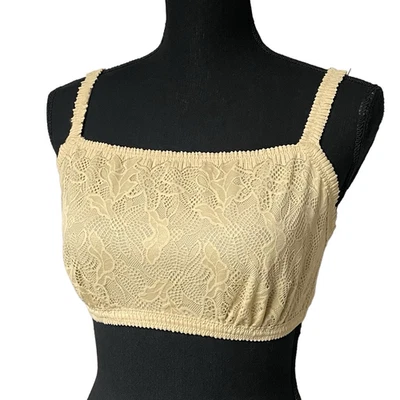 Bralette bandeau crema amarillo pálido encaje coral Aerie Foto 1 de 4