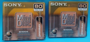 Sony Minidisc 80 Min Re-Recordable Media Premium Gold MDW80D Sealed Lot of 2 - Picture 1 of 1