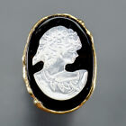 Fine Art Natural Cameo Shell Ring 925 Sterling Silver Size 7.5 /R347141
