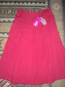 BACK STAGE SKIRT, FULLY LINED, MEDIUM, 100% THICK LINEN, RUBY RED, BRAND NEW