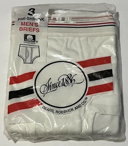 Vintage Sears Roebuck Co. Men's Pre Shrunk 3-Pack Briefs Size 36 Medium White US - Picture 1 of 7
