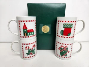 Starbucks Christmas Holiday Coffee Mug Set Vtg 80s 90s Japan Church Stocking - Picture 1 of 8