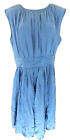 Boden Women's 12 Dress Selina Fit Flare Pleated Blue Sleeveless Sheath Euc